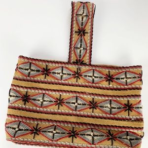Vintage Yarn Geometric Pattern Purse Two pockets